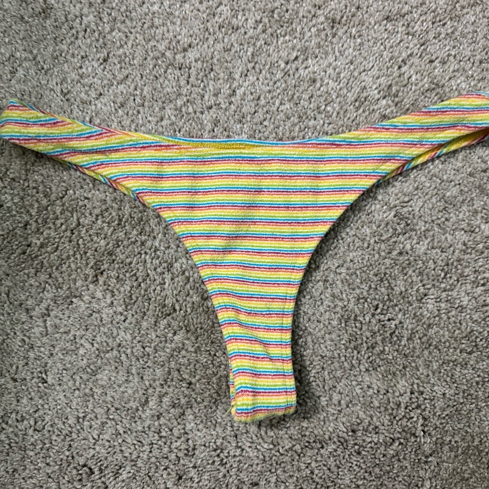 Frankie's Bikinis Rainbow Terrycloth Thong Bottoms